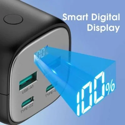 Rav Power 20000Mah Gan Pd65W 4-Port Portable Charger  Offline Black